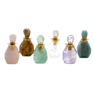 Gemstone Medicine Vial Perfume Bottle Pendant Fluorites Amethyst Necklace