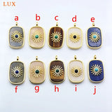 Gemstone Pendant Plated Crystal Flower Charm Metal Pendant for Necklace Making