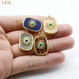 Gemstone Pendant Plated Crystal Flower Charm Metal Pendant for Necklace Making