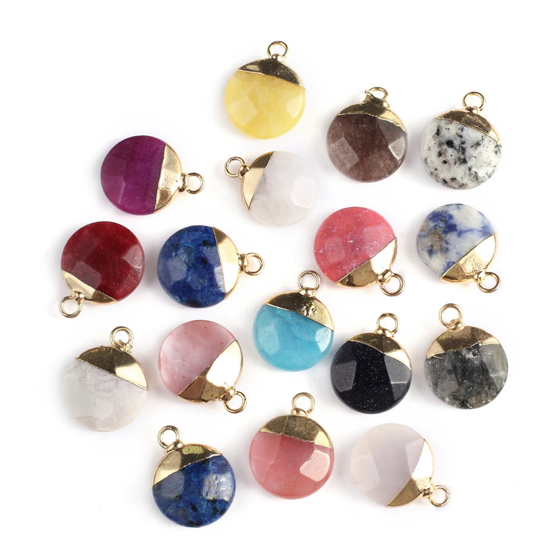 Gemstone Pendants Plated Lapis Agate Charms for Jewelry Making