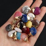 Gemstone Pendants Plated Lapis Agate Charms for Jewelry Making