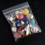 Gemstone Pendants Plated Lapis Agate Charms for Jewelry Making