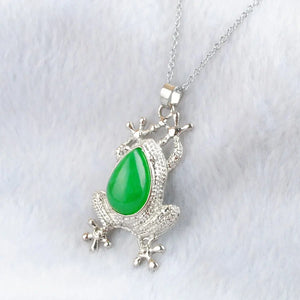 Frog Shape Gemstone Pendant Necklace Water Drop Stone Beads Chain TBN496
