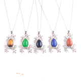 Frog Shape Gemstone Pendant Necklace Water Drop Stone Beads Chain TBN496