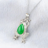 Frog Shape Gemstone Pendant Necklace Water Drop Stone Beads Chain TBN496