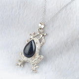 Frog Shape Gemstone Pendant Necklace Water Drop Stone Beads Chain TBN496