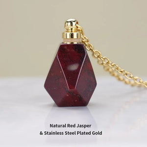 Gemstone Perfume Bottle Necklace Essential Oil Diffuser Pendant for Women