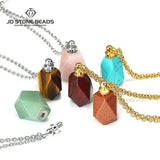 Gemstone Perfume Bottle Necklace Essential Oil Diffuser Pendant for Women