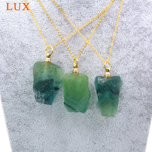 Green Fluorite Perfume Bottle Pendant Essential Oil Diffuser Necklace