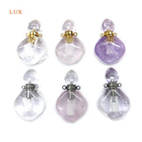Gemstone Perfume Bottle Pendant Essential Oil Diffuser Clear Quartz