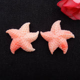 Pink Conch Shell Carved Starfish Diamond Earrings Set