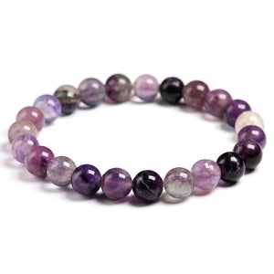 Purple Fluorite Beaded Round Ball Bracelet