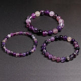 Purple Fluorite Beaded Round Ball Bracelet