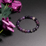 Purple Fluorite Beaded Round Ball Bracelet