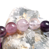 Purple Fluorite Beaded Round Ball Bracelet