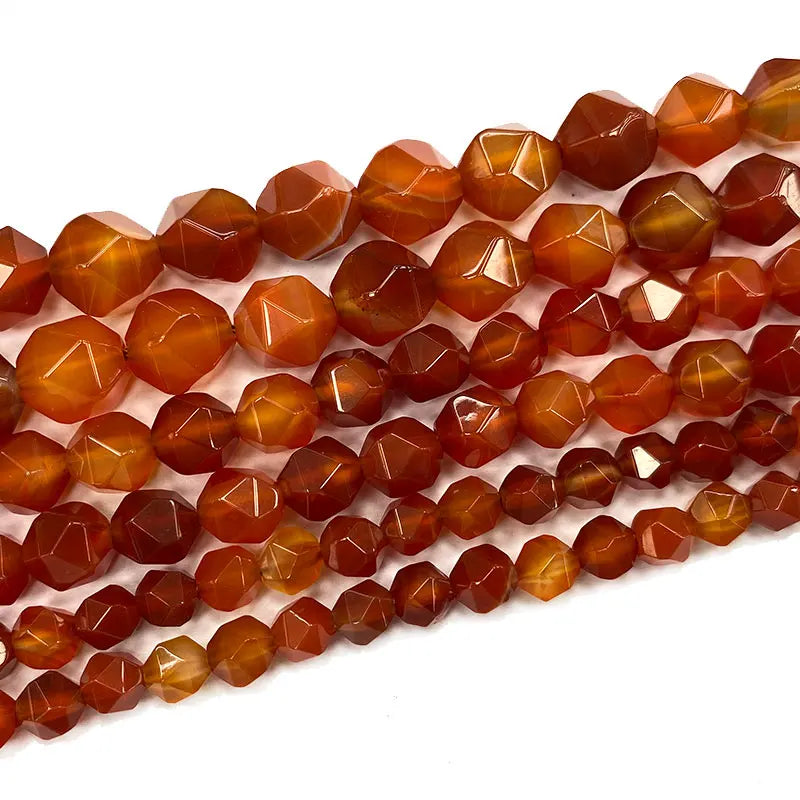 Red Agate Faceted Round Stone Spacer Beads for Jewelry Making DIY