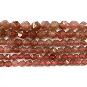 Red Strawberry Quartz Faceted Round Spacer Beads for DIY Jewelry
