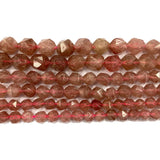 Red Strawberry Quartz Faceted Round Spacer Beads for DIY Jewelry