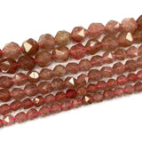Red Strawberry Quartz Faceted Round Spacer Beads for DIY Jewelry
