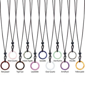 Gemstone Ring Necklace Set Balance Chakra Pendant Jewelry