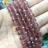 Red Strawberry Quartz Faceted Round Spacer Beads for Jewelry Making