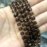 Smoky Quartz Faceted Round Stone Spacer Beads for Jewelry Making