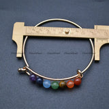 Gemstone Round Beads Chakra Bangle Bracelet, Adjustable Gift