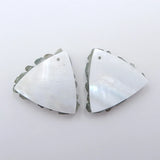Gemstone Shell & Green Kyanite Intarsia Woman Earrings 22x24x5mm