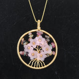 Gemstone Tree Of Life Pendant Necklace Copper Wire Wrapped 7 Chakra Stone Chain