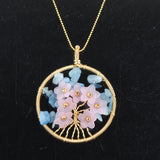 Gemstone Tree Of Life Pendant Necklace Copper Wire Wrapped 7 Chakra Stone Chain