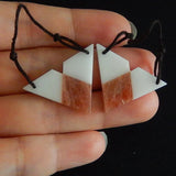 Heart Shape Jade with Sun Stone Intarsia Women Earrings