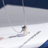 Gemstone Perfume Bottle Crystal Pendant Necklace 925 Silver Chain