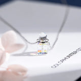 Gemstone Perfume Bottle Crystal Pendant Necklace 925 Silver Chain