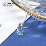 Gemstone Perfume Bottle Crystal Pendant Necklace 925 Silver Chain