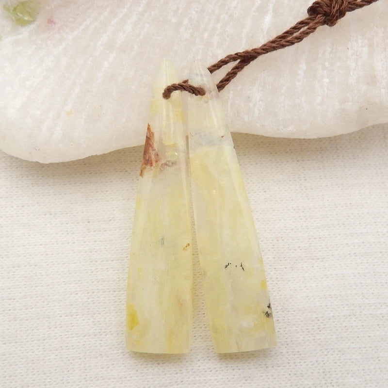Yellow Opal Women Earrings Bead 36x8x4mm