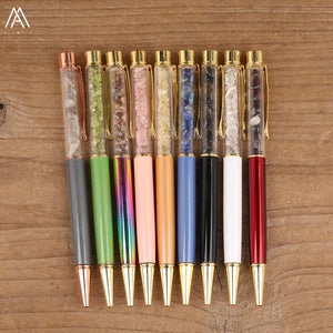 Gemstones Chip Beads Ballpoint Pen Ink Quartz Crystal Stationery Pen