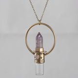 Gemstones Crystal Antique Sterling Silver Pendant Necklace