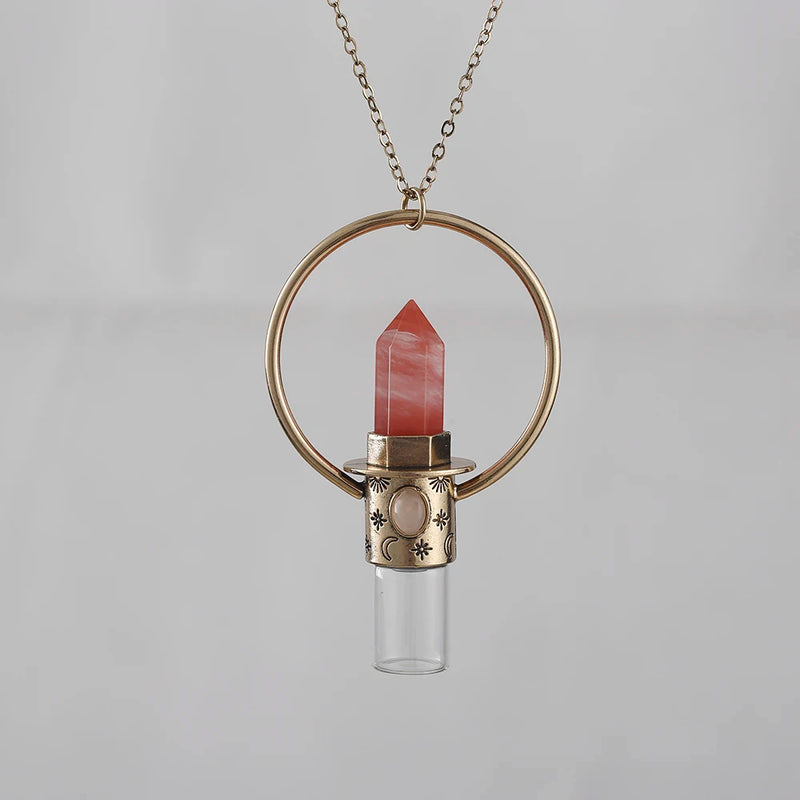 Gemstones Crystal Antique Sterling Silver Pendant Necklace