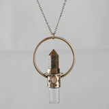 Gemstones Crystal Antique Sterling Silver Pendant Necklace