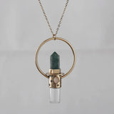 Gemstones Crystal Antique Sterling Silver Pendant Necklace