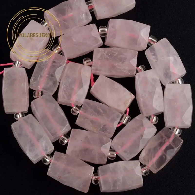 Pink Quartz Faceted Cuboid Beads 5*10mm 15''