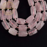 Pink Quartz Faceted Cuboid Beads 5*10mm 15''