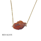 Raw Stone Healing Crystal Pendant Necklace Stainless Steel Chain