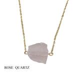Raw Stone Healing Crystal Pendant Necklace Stainless Steel Chain