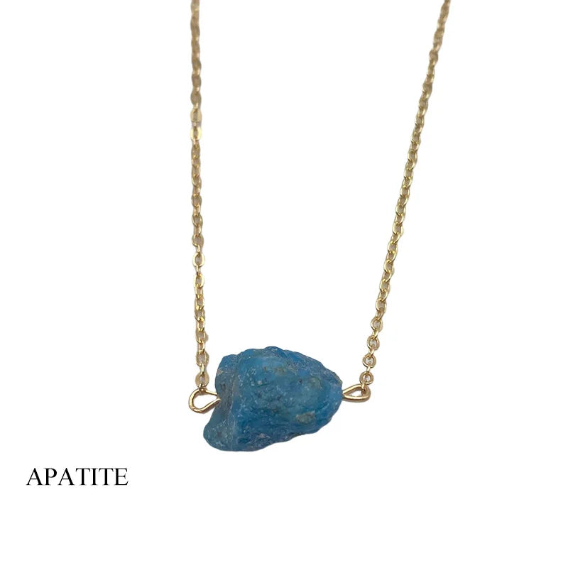 Raw Stone Healing Crystal Pendant Necklace Stainless Steel Chain