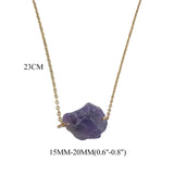 Raw Stone Healing Crystal Pendant Necklace Stainless Steel Chain