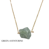 Raw Stone Healing Crystal Pendant Necklace Stainless Steel Chain
