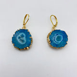 Quartz Geode Druzy Earrings Crystal Stainless Steel French Dangle Earrings