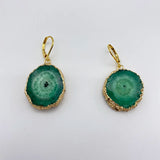 Quartz Geode Druzy Earrings Crystal Stainless Steel French Dangle Earrings