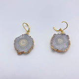 Quartz Geode Druzy Earrings Crystal Stainless Steel French Dangle Earrings